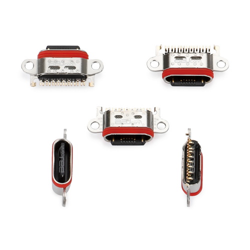 UC.01.31-1W-0007--TYPE-C 16P 防水母座 L=7.05 CH=0.78 沉板1.0 舌片外漏1.40 帶雙耳螺絲孔 端子SMT IP68（13-RENO）_調(diào)整大小